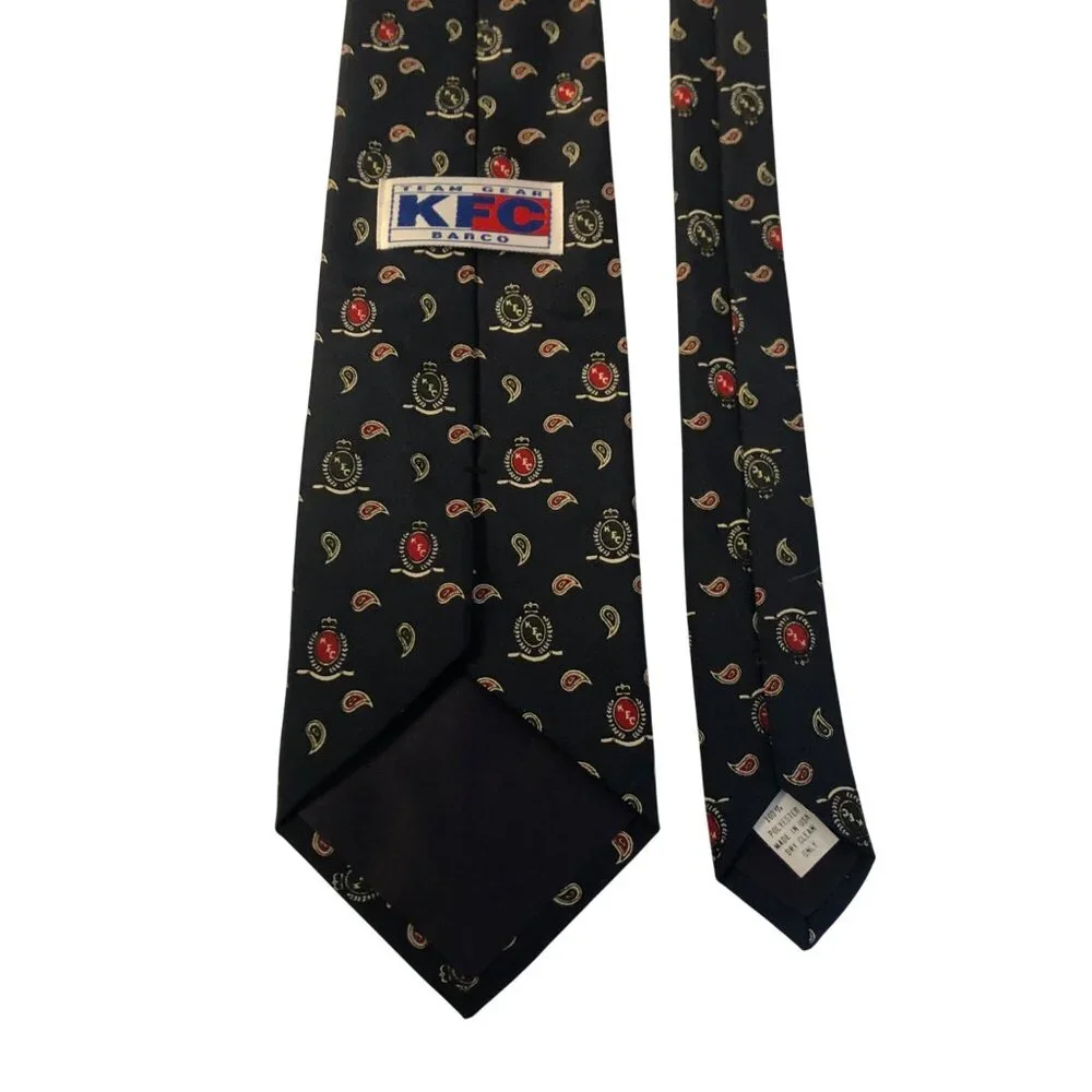 KFC Barco Team Gear Polyester Tie Navy Paisley Mens Necktie Work Office Dad Gift